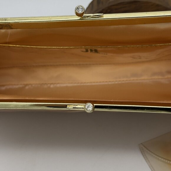 Vintage Julius Resnick JR Florida Gold Clutch Purse Handbag 1960s KISS Lock Core